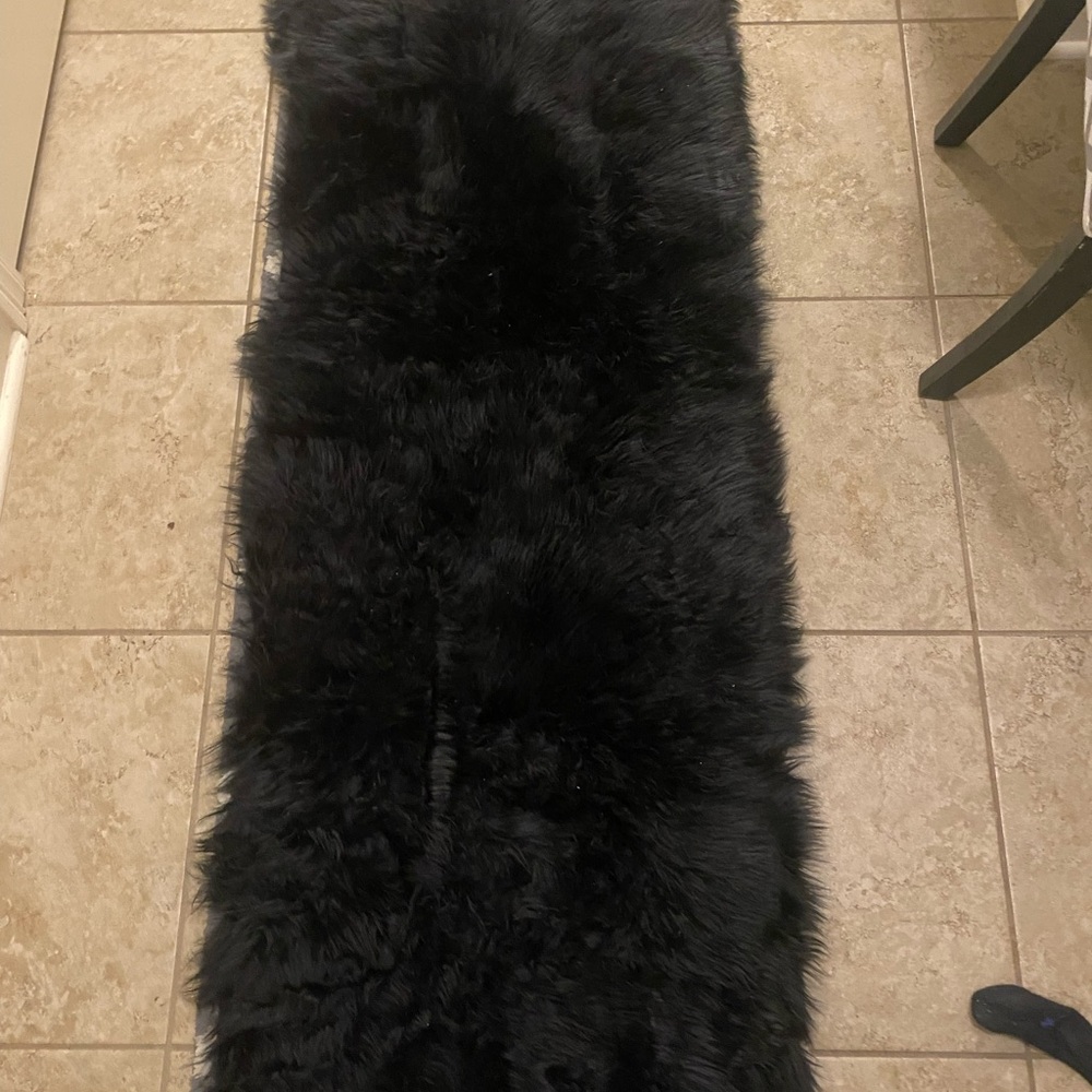 Luxurious Black Faux Fur Runner